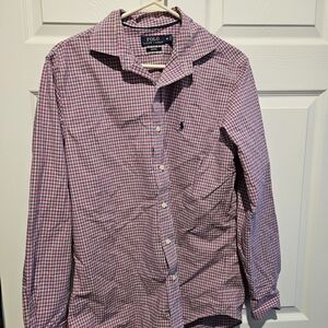 Ralph Lauren Men's Pink and Blue Checkered Shirt